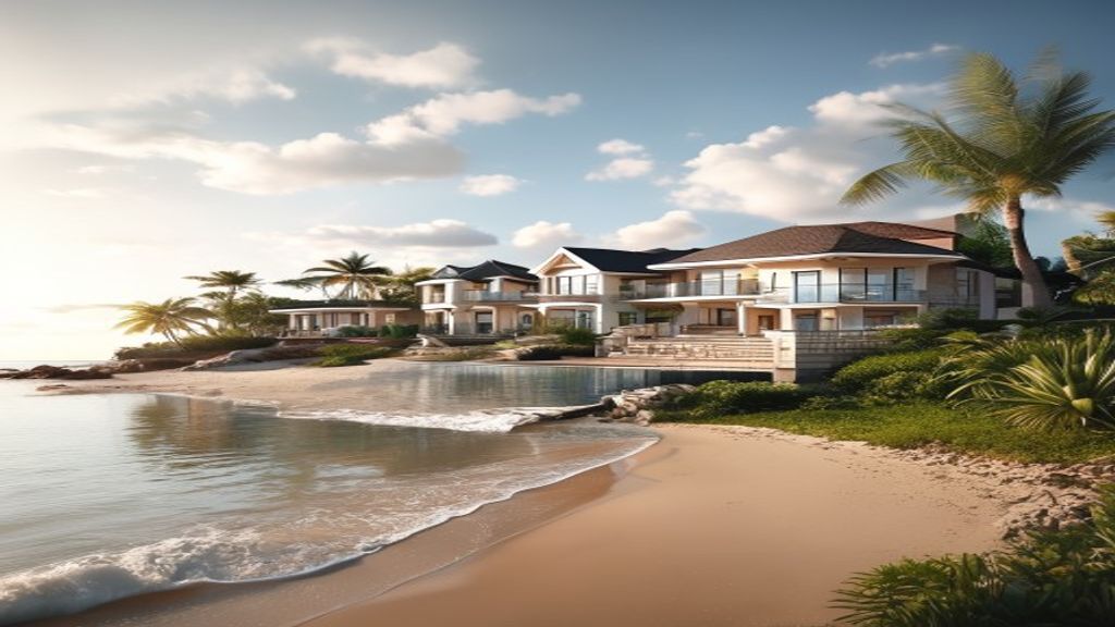 Luxury beach mansion for sale with ocean views, private pool, and direct sand access.