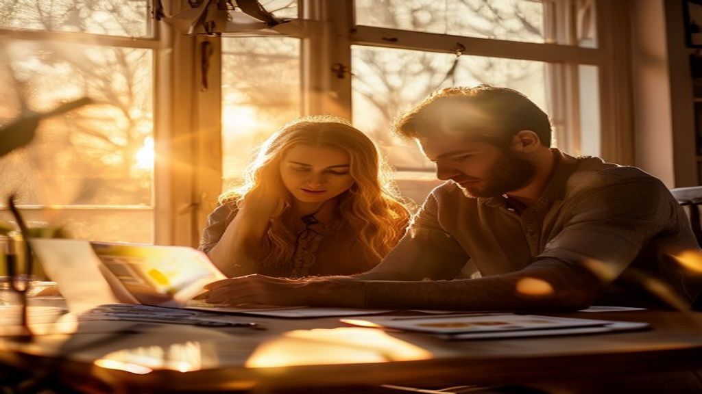 Happy couple ready to buy home with real estate agent showing properties