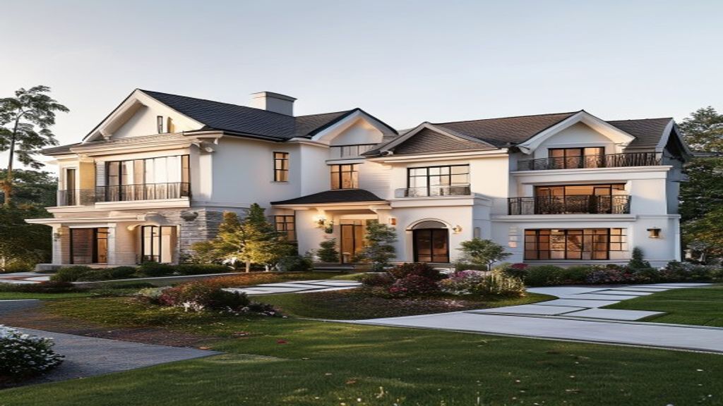 Luxury homes with spacious gardens and modern design, showcasing premium real estate for sale.