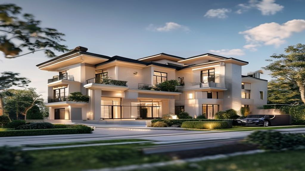Stunning contemporary mansion with infinity pool and panoramic city views, luxury real estate for sale.