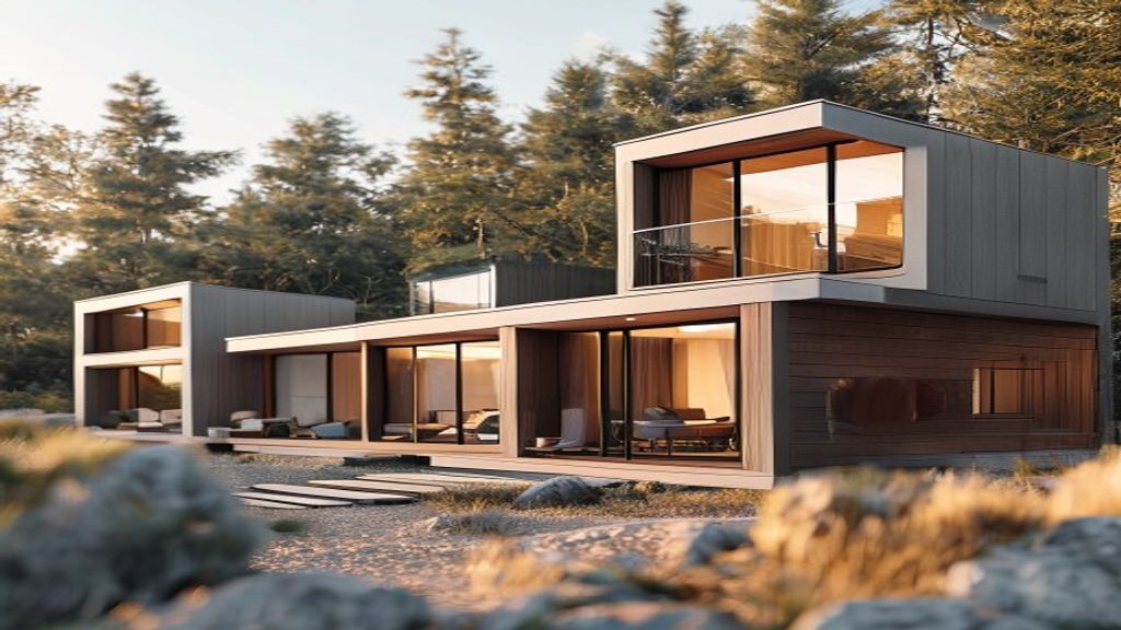 Modern modular cabins showcasing eco‑friendly prefabricated design for flexible living spaces.