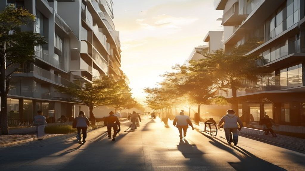 Modern new build flats with sleek balconies, large windows, and energy‑efficient design in a vibrant urban neighbourhood