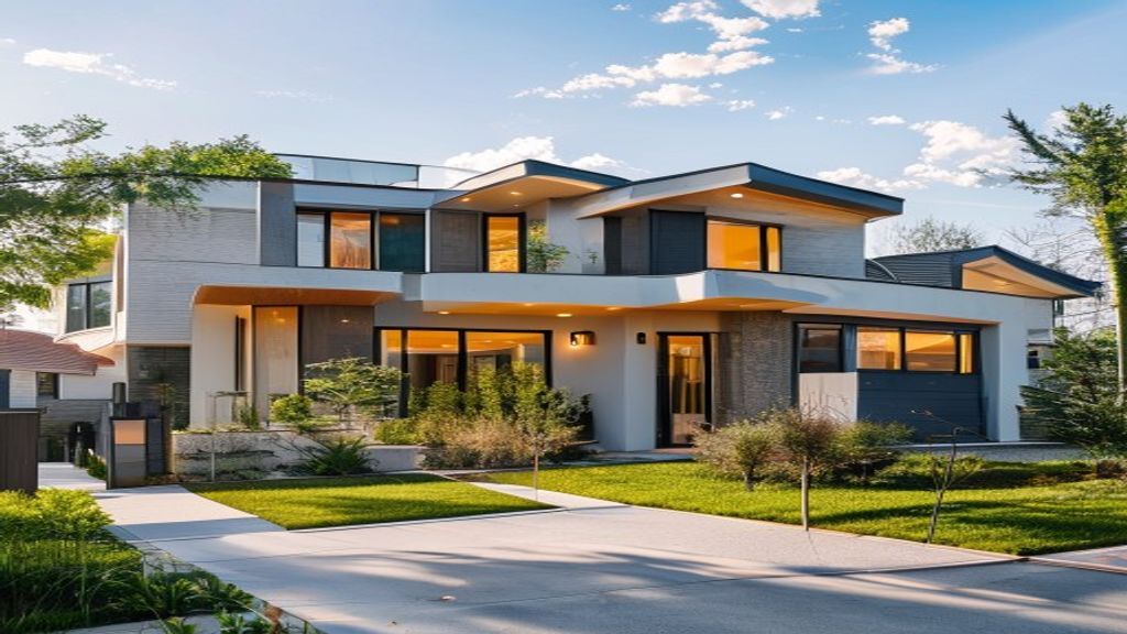 Modern new houses for sale featuring contemporary architecture and inviting outdoor spaces