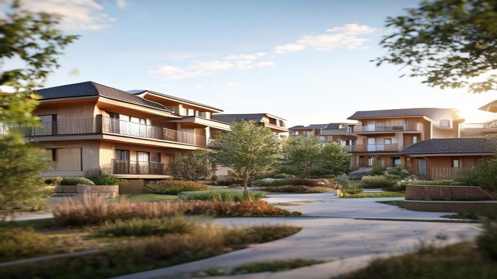 Modern new housing developments showcasing contemporary architecture, green spaces, and community amenities