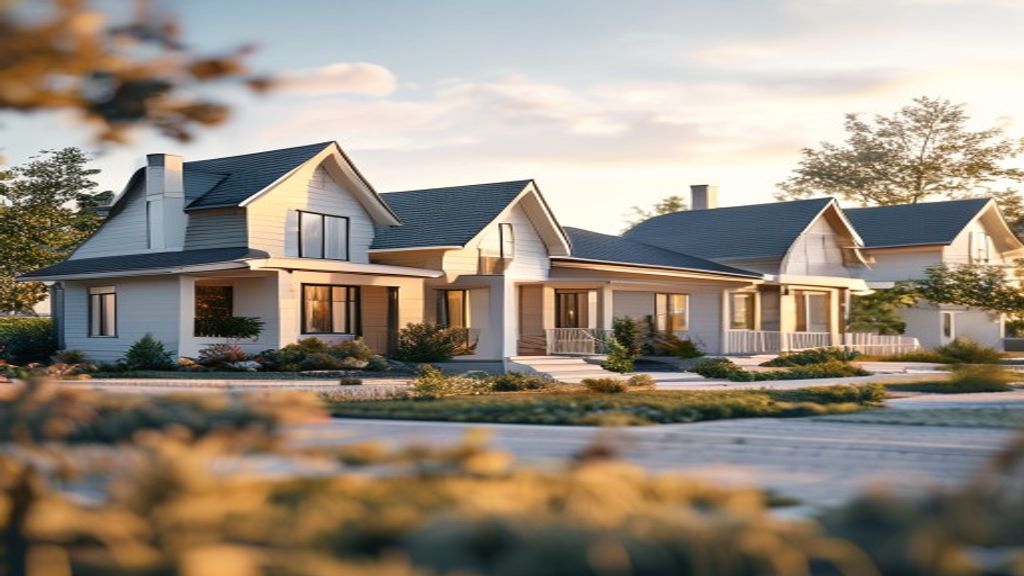 Newly built houses for sale featuring modern designs, spacious rooms, and landscaped yards