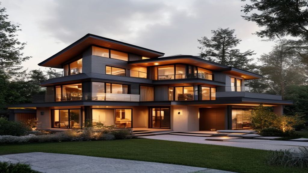 Exterior view of a modern Pacaso home showcasing spacious design, sleek architecture, and lush surrounding landscaping.