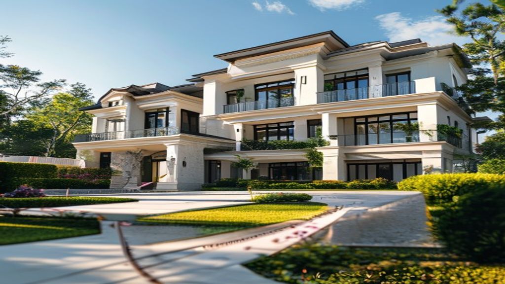 Luxury mansion with elegant architecture and premium finishes in an exclusive neighborhood
