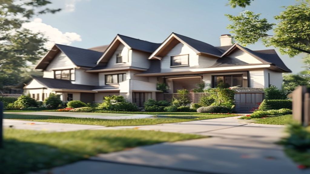 Professional real estate agent showing prospective buyers around a modern family home